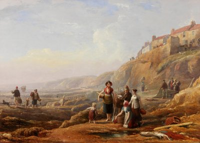 Old Cullercoats, Spate Gatherers by Henry Perlee Parker